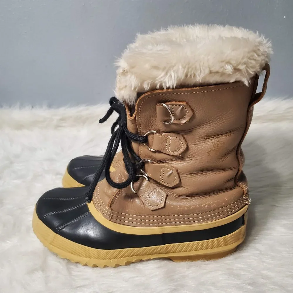 Sorel Men's Caribou Tan Black Snow Boots, 7